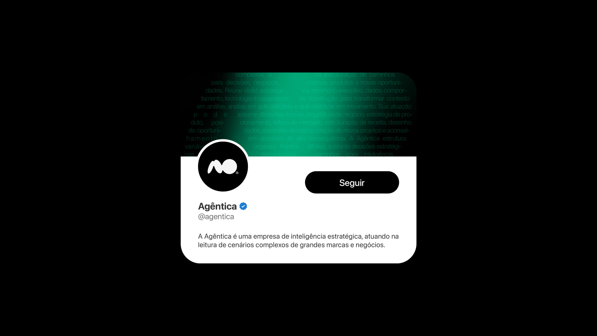 Símbolo e assinatura da Agêntica em perfil digital