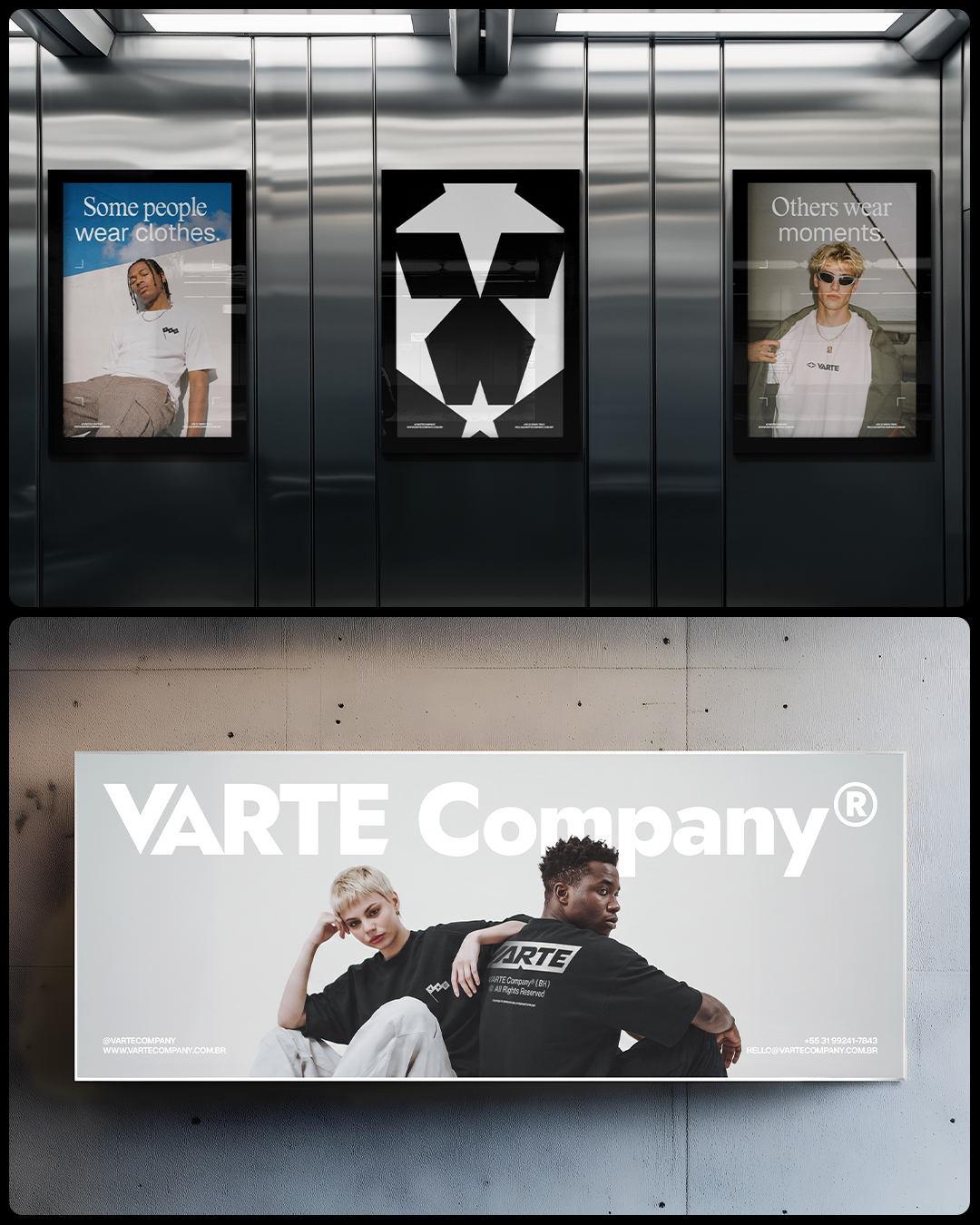 Composição de aplicações da Varte em painéis publicitários