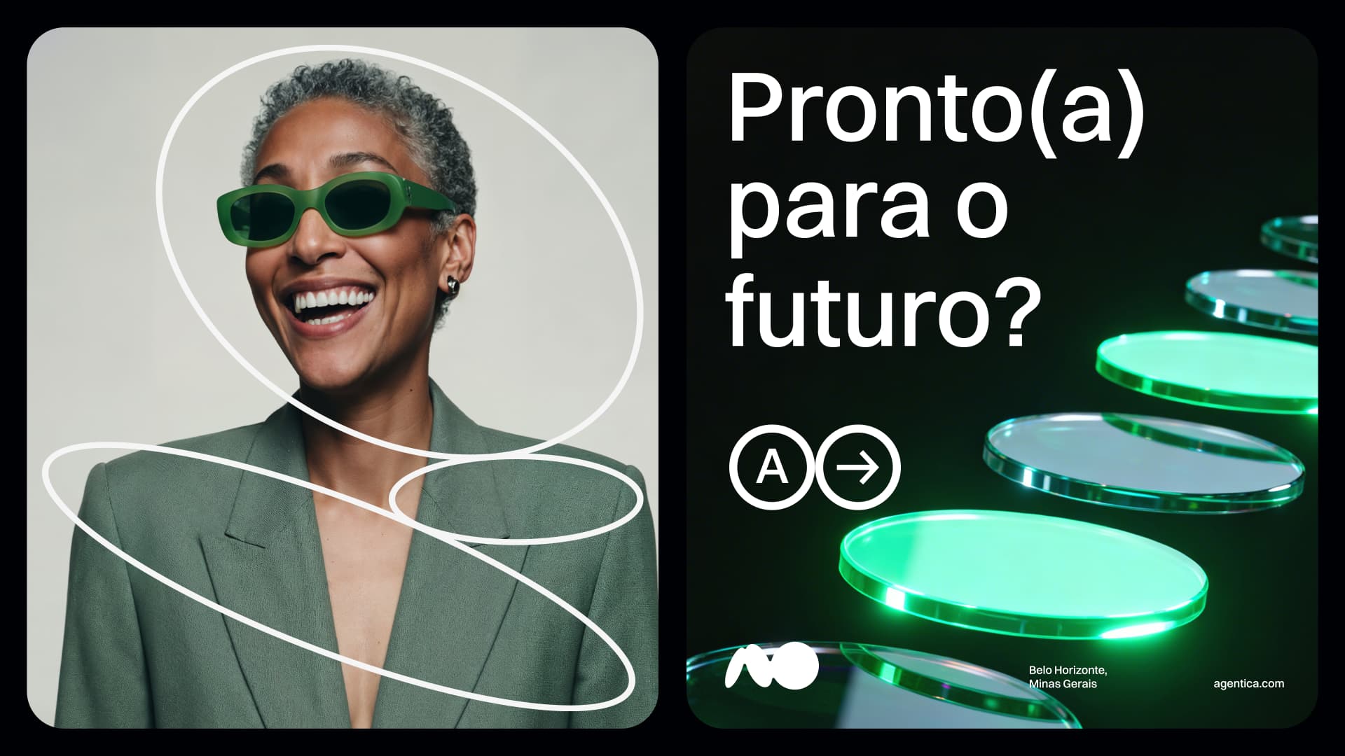 Campanha da Agêntica com retrato e mensagem