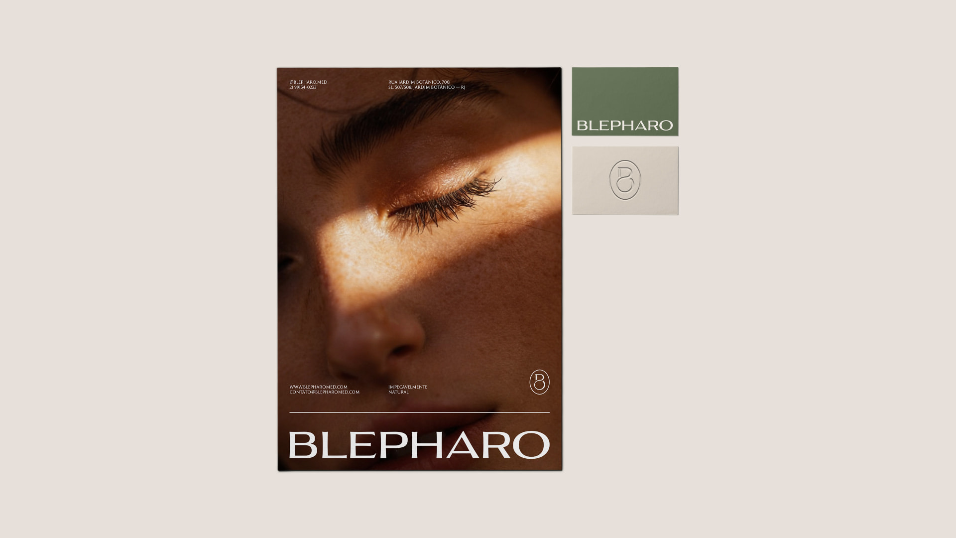 Cartaz e cartões da Blepharo com assinatura