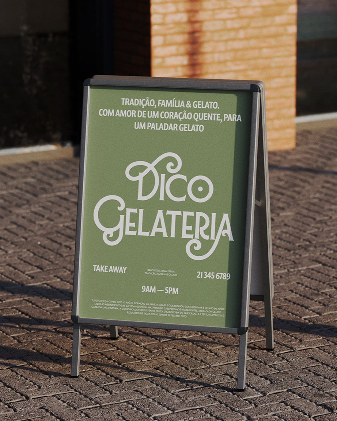 Mockup de cartaz da Dico em cavalete