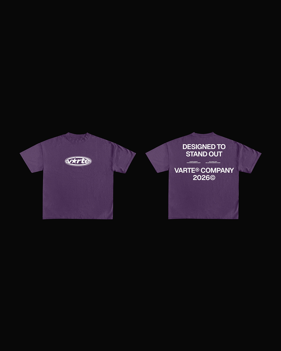 Aplicação da Varte na frente e nas costas de uma camiseta roxa